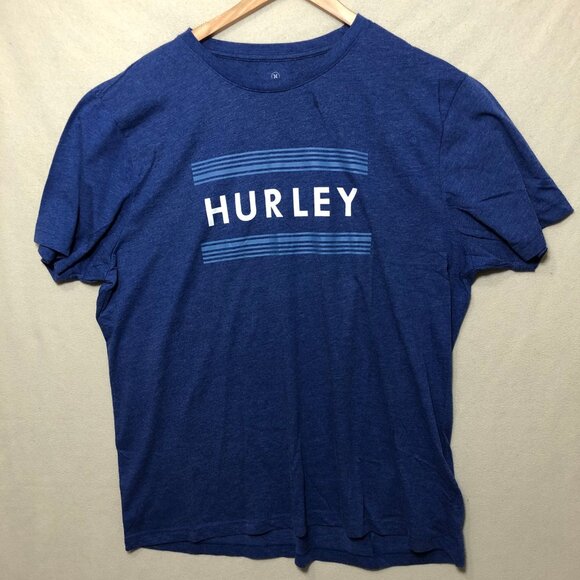 Hurley T-Shirt Mens XXL Blue Heathered Graphic Short Sleeve Logo Tee Casual - Picture 1 of 6